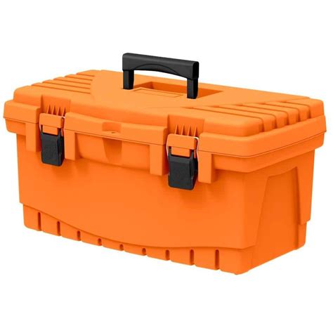 orange metal tool box|tool box with removable tray.